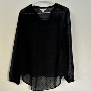 LC Lauren Conrad Black Sheer Blouse